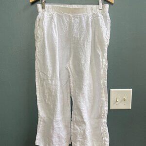 Eileen Fisher White Linen Cropped Pants Small EUC